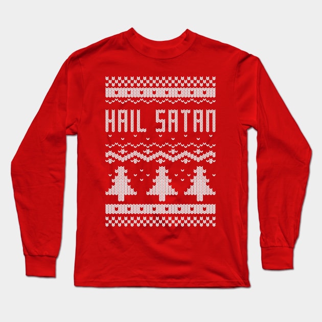 Ugly "Hail Satan" Christmas Sweater Long Sleeve T-Shirt by Mr. Lovenstein